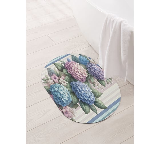 Изображение товара Коврик овальный для ванной и туалета JoyArty "Гортензия" 58x38 см, sbm_sd3407_58x38