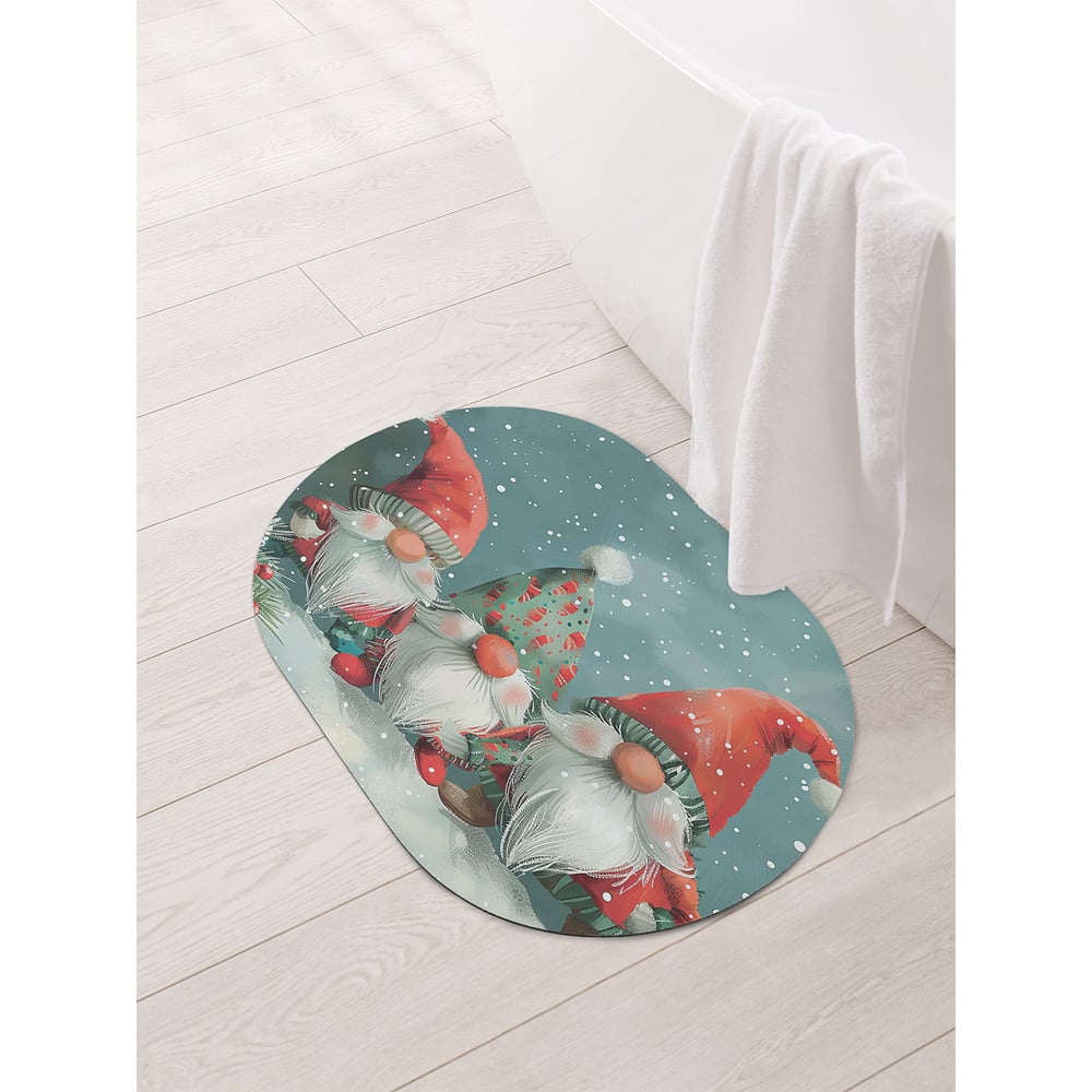 Изображение товара Овальный коврик для ванной JoyArty В канун праздника 58x38 см новогодний дизайн