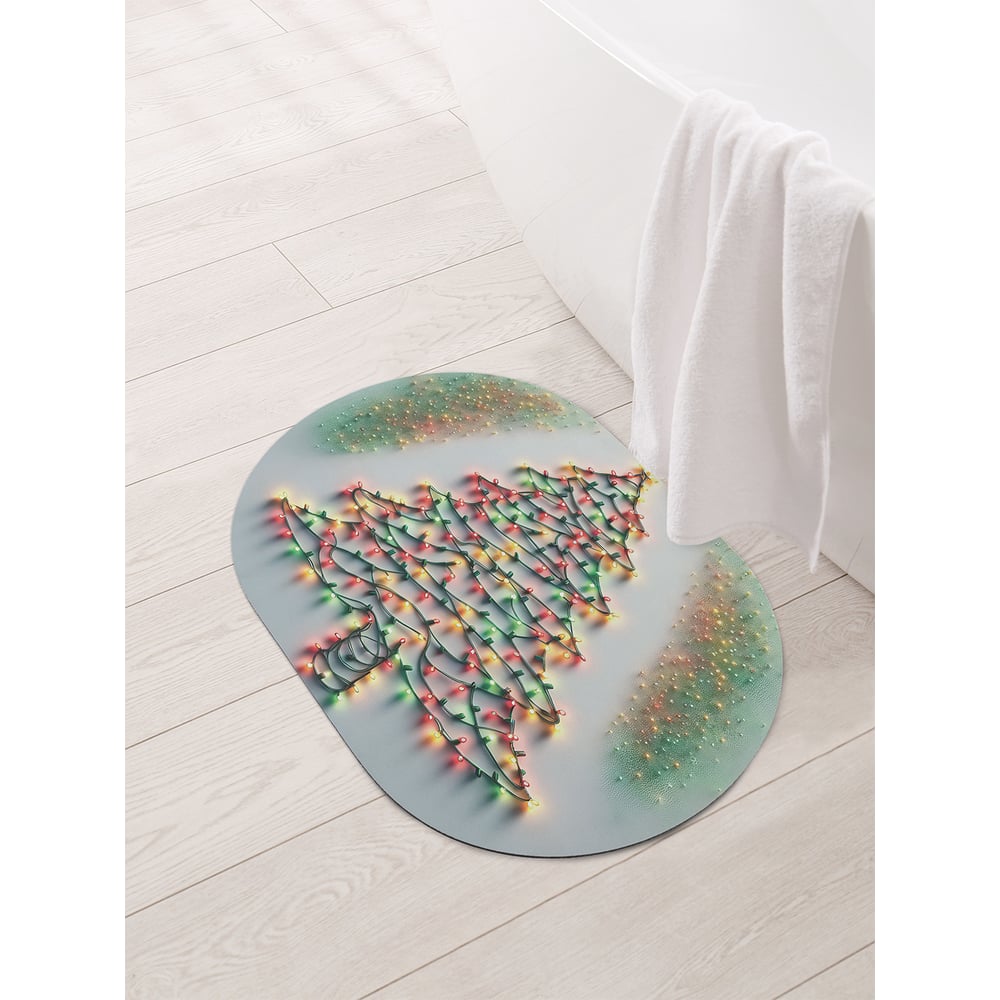 Изображение товара Коврик овальный для ванной и туалета JoyArty Елочка гори 58x38 см