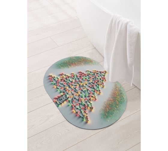Изображение товара Коврик овальный для ванной и туалета JoyArty "Елочка гори" 58x38 см, sbm_sd3887_58x38