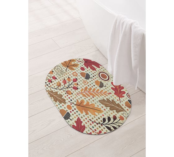 Изображение товара Коврик овальный для ванной и туалета JoyArty "Желуди в листве" 58x38 см, sbm_sd4015_58x38