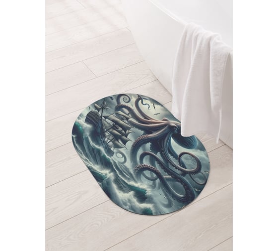 Изображение товара Коврик овальный для ванной и туалета JoyArty "Гигант осьминог" 58x38 см, sbm_sd3486_58x38