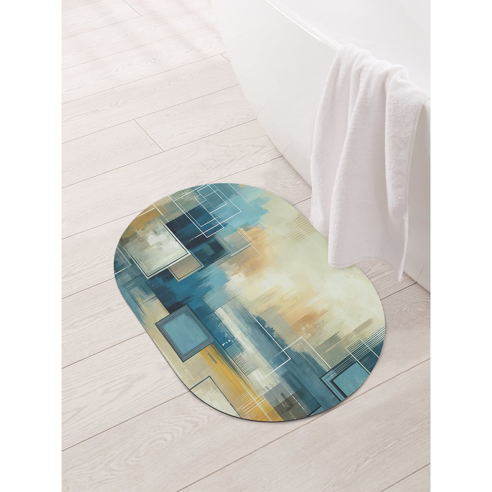 Изображение товара Коврик овальный для ванной и туалета JoyArty Квадрат на красках 58x38 см