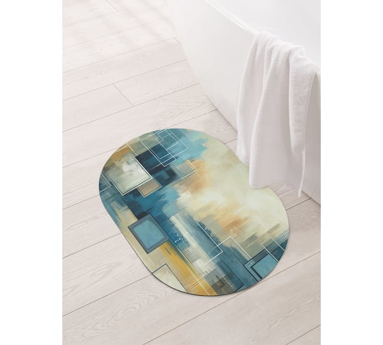 Изображение товара Коврик овальный для ванной и туалета JoyArty "Квадрат на красках" 58x38 см, sbm_sd3568_58x38