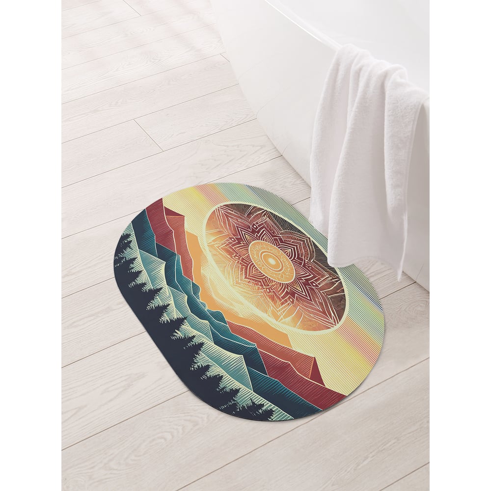 Изображение товара Коврик овальный для ванной и туалета JoyArty Лотос над горами 58x38 см