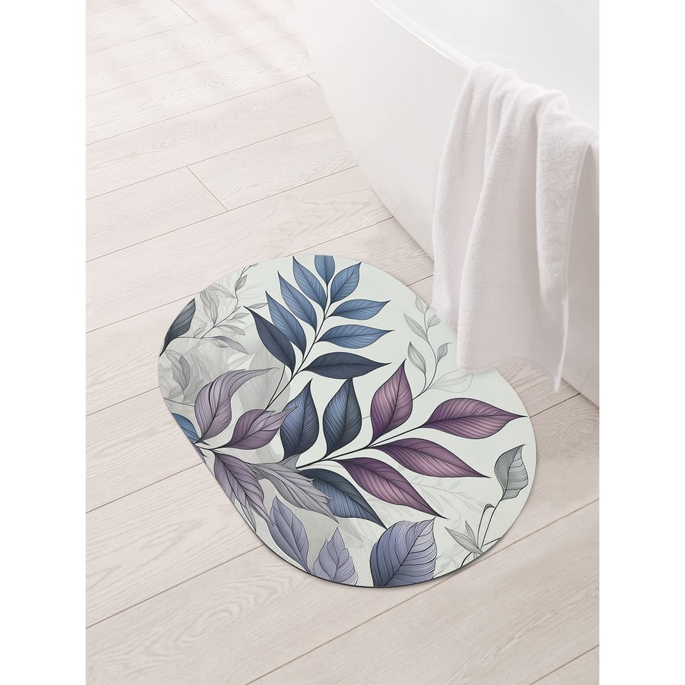 Изображение товара Коврик овальный для ванной и туалета JoyArty "Листья бледные" 58x38 см, sbm_sd3505_58x38