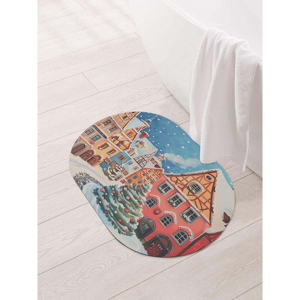 Изображение товара Коврик овальный для ванной и туалета JoyArty Новогодняя елка 58x38 см