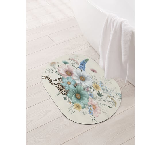 Изображение товара Коврик овальный для ванной и туалета JoyArty "Полевой букет" 58x38 см, sbm_sd3546_58x38