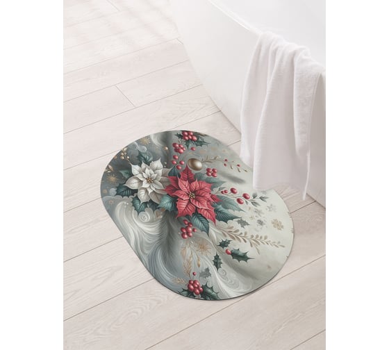 Изображение товара Коврик овальный для ванной и туалета JoyArty "Листва в мраморе" 58x38 см, sbm_sd3909_58x38