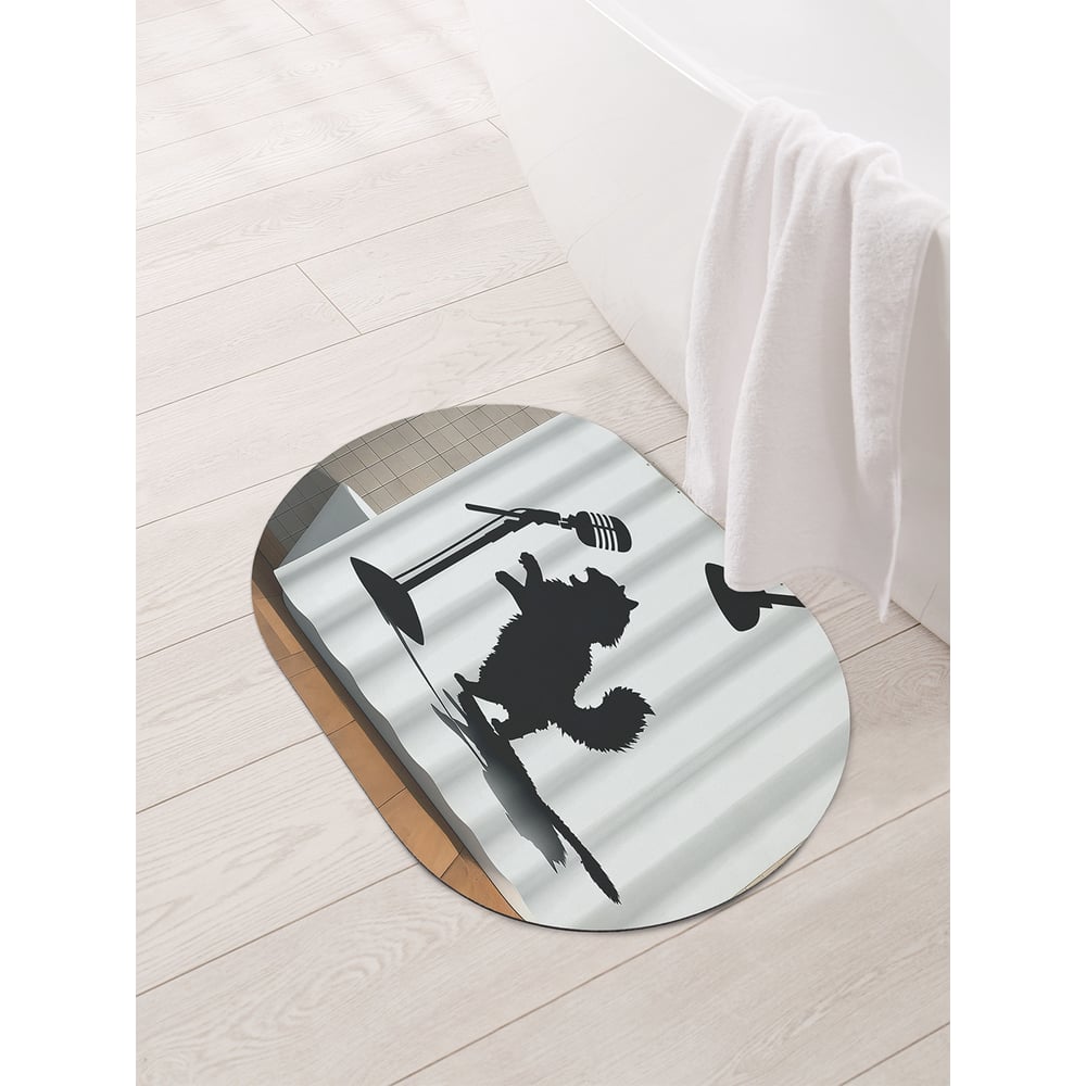 Изображение товара Коврик овальный для ванной и туалета JoyArty "Кот поет" 58x38 см