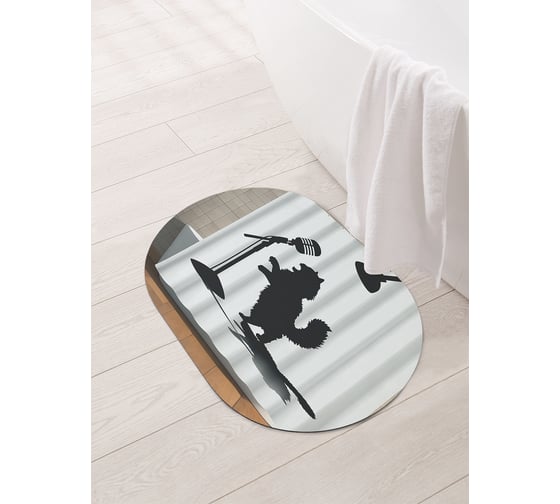 Изображение товара Коврик овальный для ванной и туалета JoyArty "Кот поет" 58x38 см, sbm_sd3548_58x38