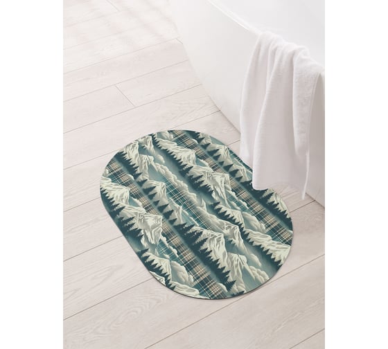 Изображение товара Коврик овальный для ванной и туалета JoyArty "Коллаж гор" 58x38 см, sbm_sd3939_58x38