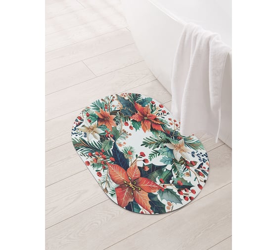 Изображение товара Коврик овальный для ванной и туалета JoyArty "Лиственный венок" 58x38 см, sbm_sd3994_58x38