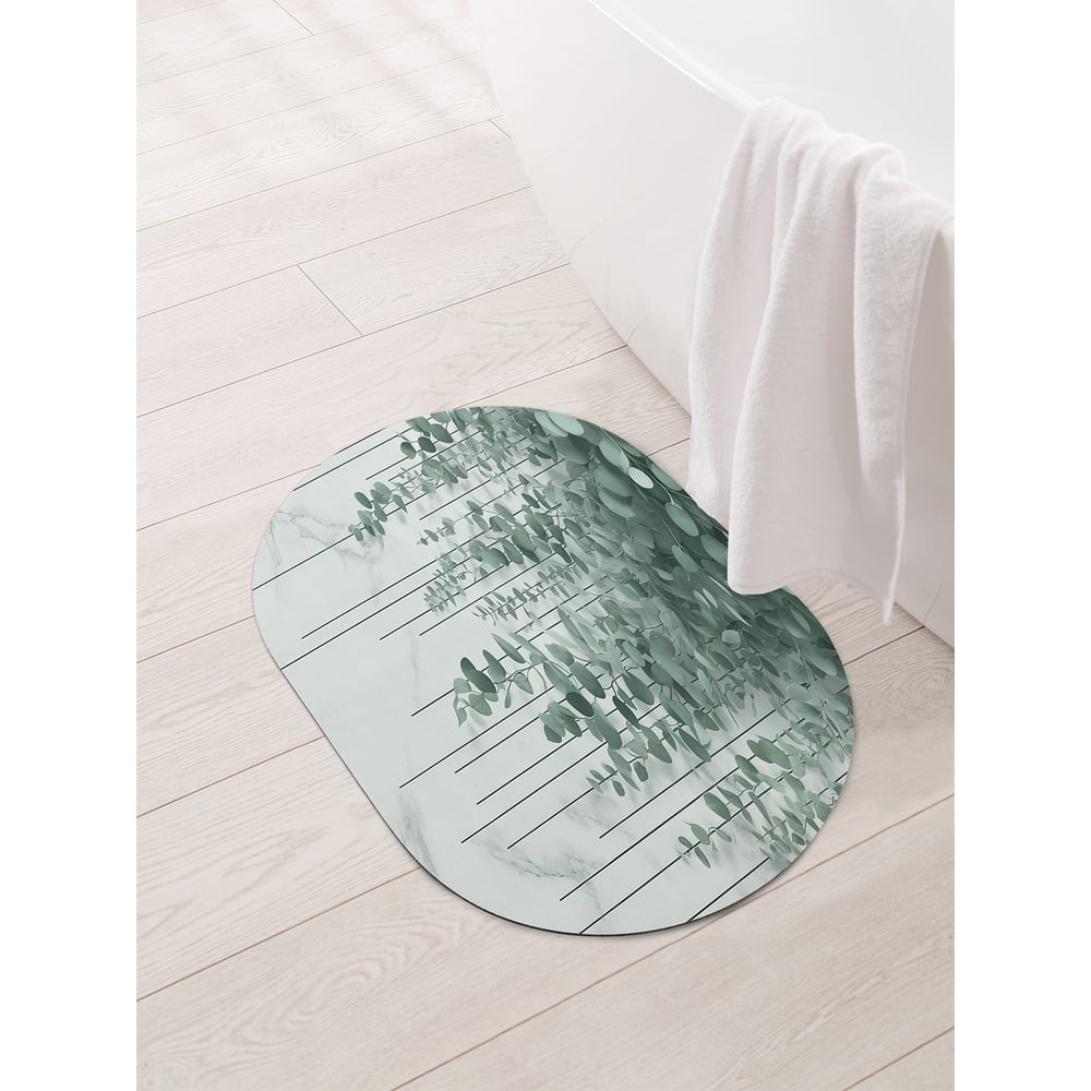 Изображение товара Коврик овальный для ванной и туалета JoyArty Мраморный эвкалипт 58x38 см