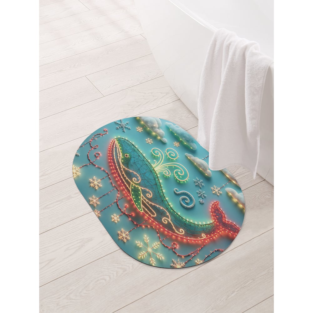 Изображение товара Коврик овальный для ванной JoyArty Красочный кит 58x38 см с противоскользящим покрытием