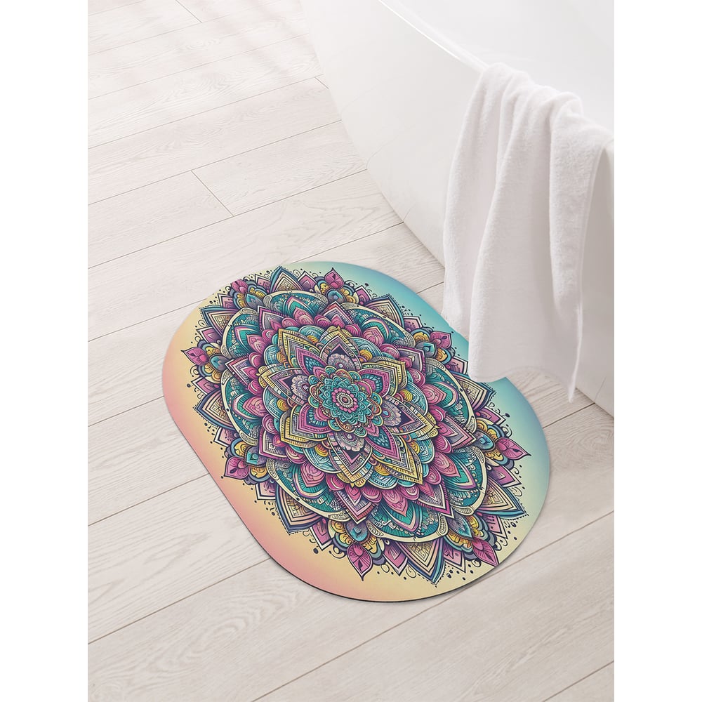 Изображение товара Коврик JoyArty овальный для ванной и туалета "Мандала" 58x38 см