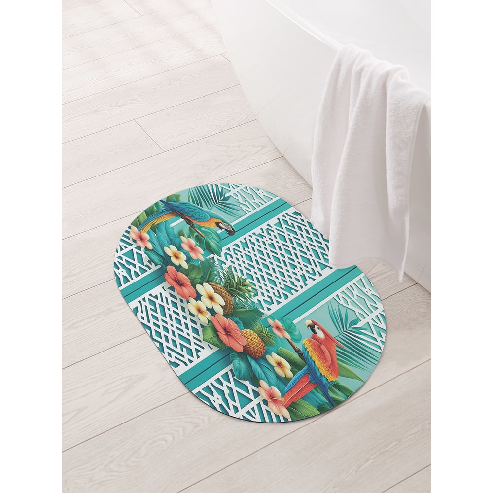Изображение товара Коврик овальный для ванной и туалета JoyArty Тропические попугаи 58x38 см