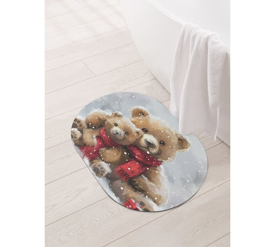 Изображение товара Коврик овальный для ванной и туалета JoyArty "Снежные мишки" 58x38 см, sbm_sd3975_58x38