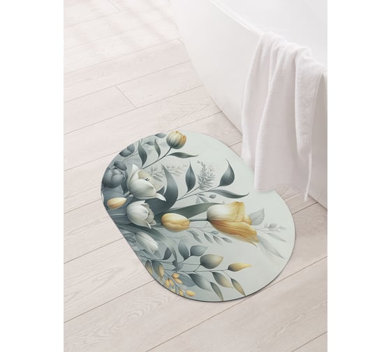 Изображение товара Коврик овальный для ванной и туалета JoyArty "Тюльпаны" 58x38 см, sbm_sd3523_58x38