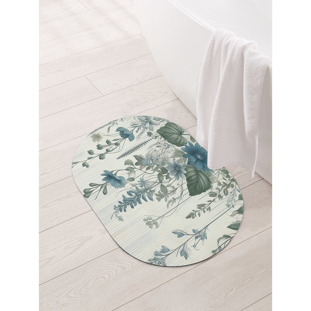 Изображение товара Коврик овальный для ванной JoyArty Цветы в воздухе 58x38 см