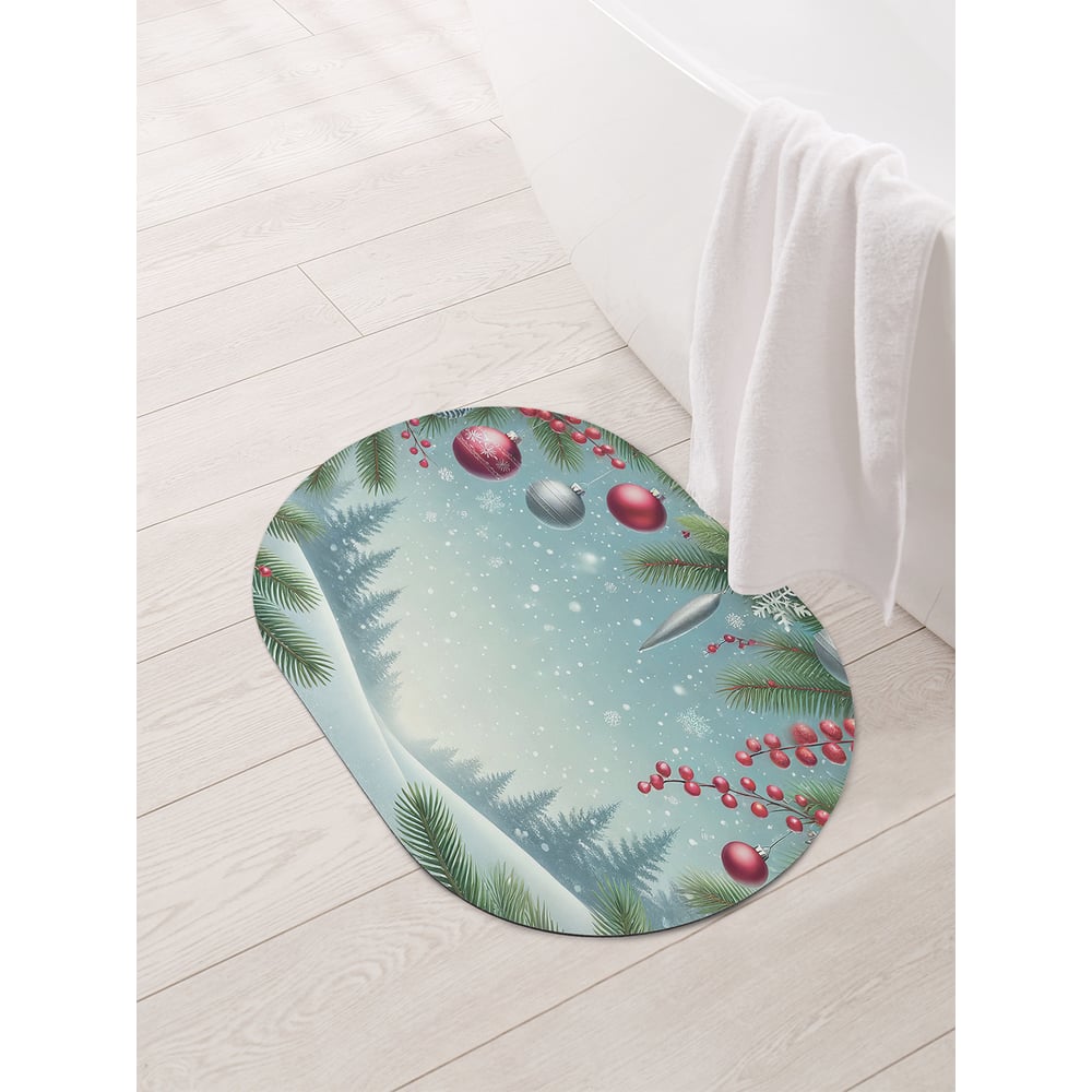 Изображение товара Овальный коврик для ванной JoyArty Утро в лесу 58x38 см противоскользящее