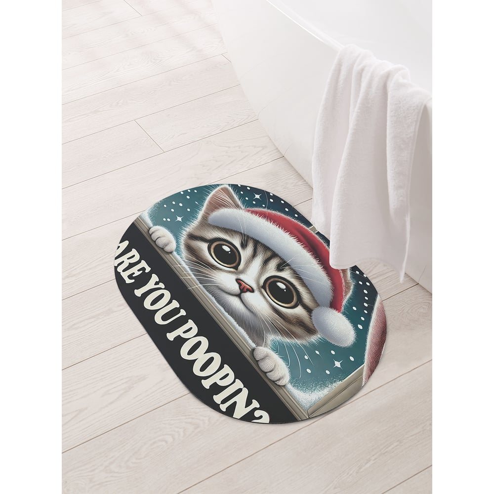 Изображение товара Коврик овальный для ванной и туалета JoyArty Удивленный котик 58x38 см