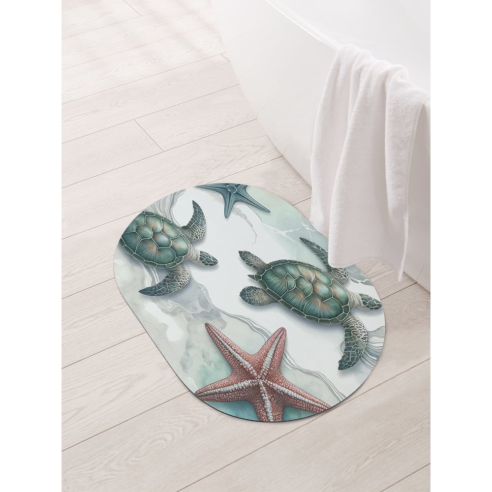 Изображение товара Коврик овальный для ванной JoyArty Черепахи мраморные 58x38 см