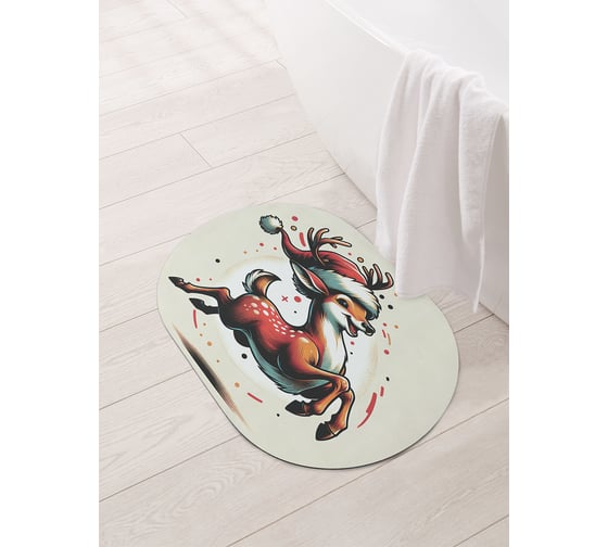 Изображение товара Коврик овальный для ванной и туалета JoyArty "Радостный олень" 58x38 см, sbm_sd3883_58x38