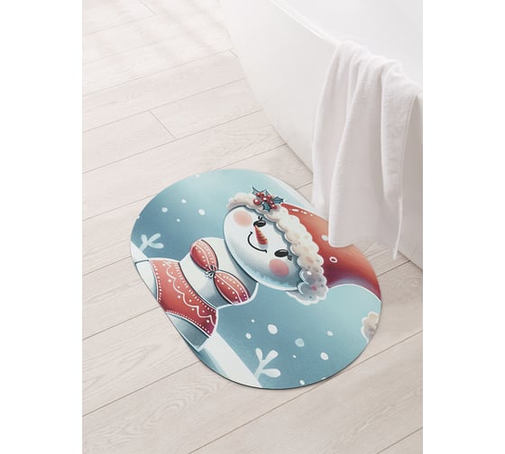 Изображение товара Коврик овальный для ванной и туалета JoyArty "Снеговик бикини" 58x38 см, sbm_sd3877_58x38