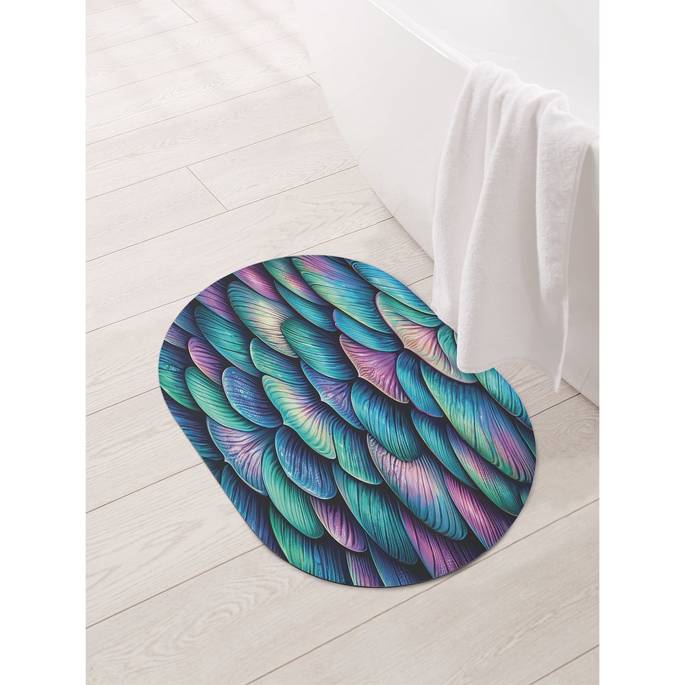 Изображение товара Коврик овальный для ванной JoyArty Чешуя дракона 58x38 см противоскользящее покрытие