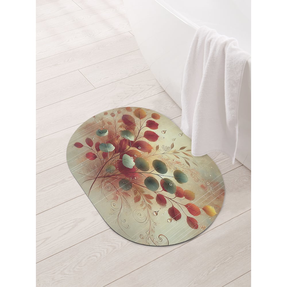Изображение товара Коврик овальный для ванной и туалета JoyArty "Сухоцветы в орнаменте" 58x38 см, sbm_sd4009_58x38