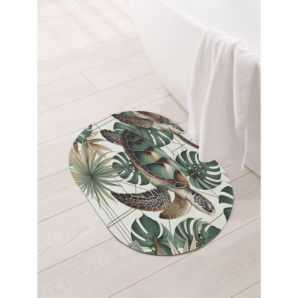 Изображение товара Коврик овальный для ванной и туалета JoyArty Черепаха летает 58x38 см