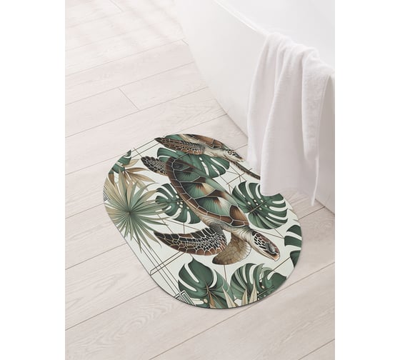 Изображение товара Коврик овальный для ванной и туалета JoyArty "Черепаха летает" 58x38 см, sbm_sd3559_58x38
