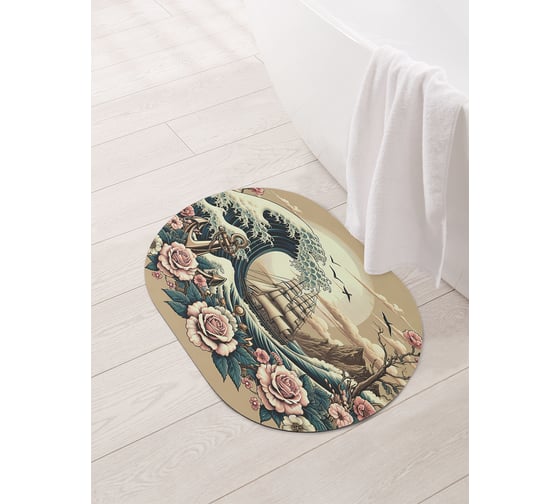 Изображение товара Коврик овальный для ванной и туалета JoyArty "Розы на волне" 58x38 см, sbm_sd3537_58x38