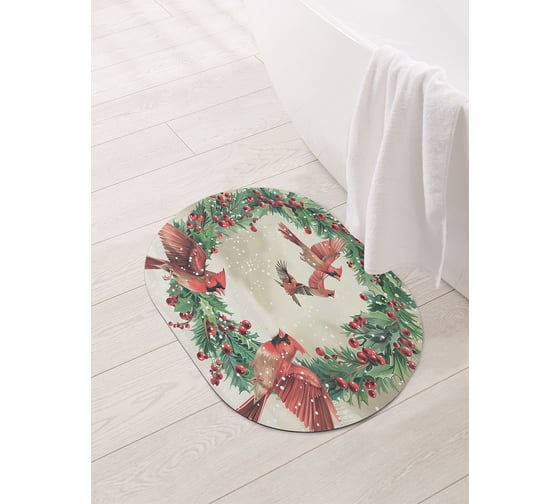 Изображение товара Коврик овальный для ванной и туалета JoyArty "Рождественский венок" 58x38 см, sbm_sd3981_58x38