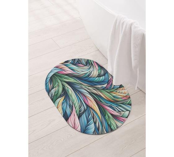 Изображение товара Коврик овальный для ванной и туалета JoyArty "Яркие листья" 58x38 см, sbm_sd3519_58x38