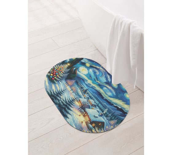 Изображение товара Коврик овальный для ванной и туалета JoyArty "Праздничная ночь" 58x38 см, sbm_sd3891_58x38