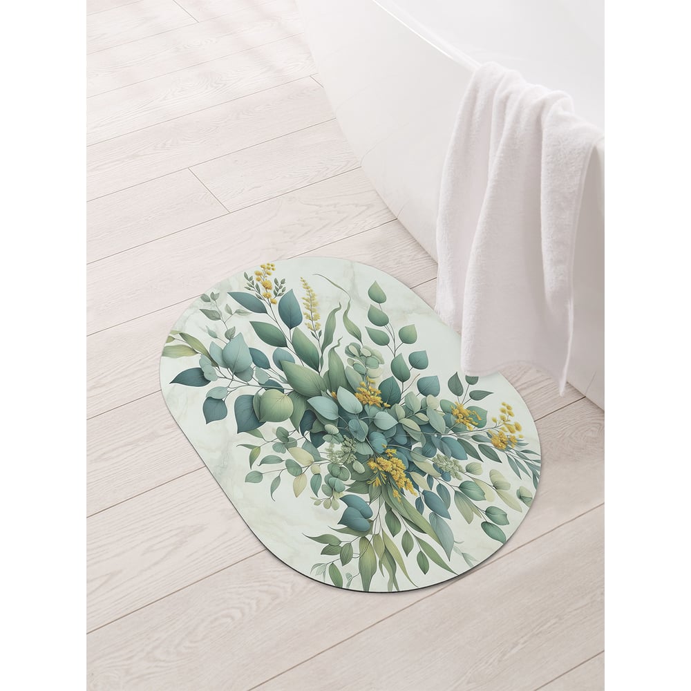 Изображение товара Овальный коврик для ванной JoyArty Эвкалипт 58x38 см противоскользящий