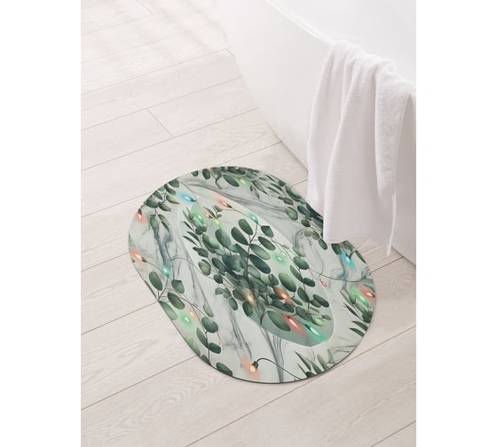Изображение товара Коврик овальный для ванной и туалета JoyArty "Эвкалипт в огоньках" 58x38 см, sbm_sd3946_58x38