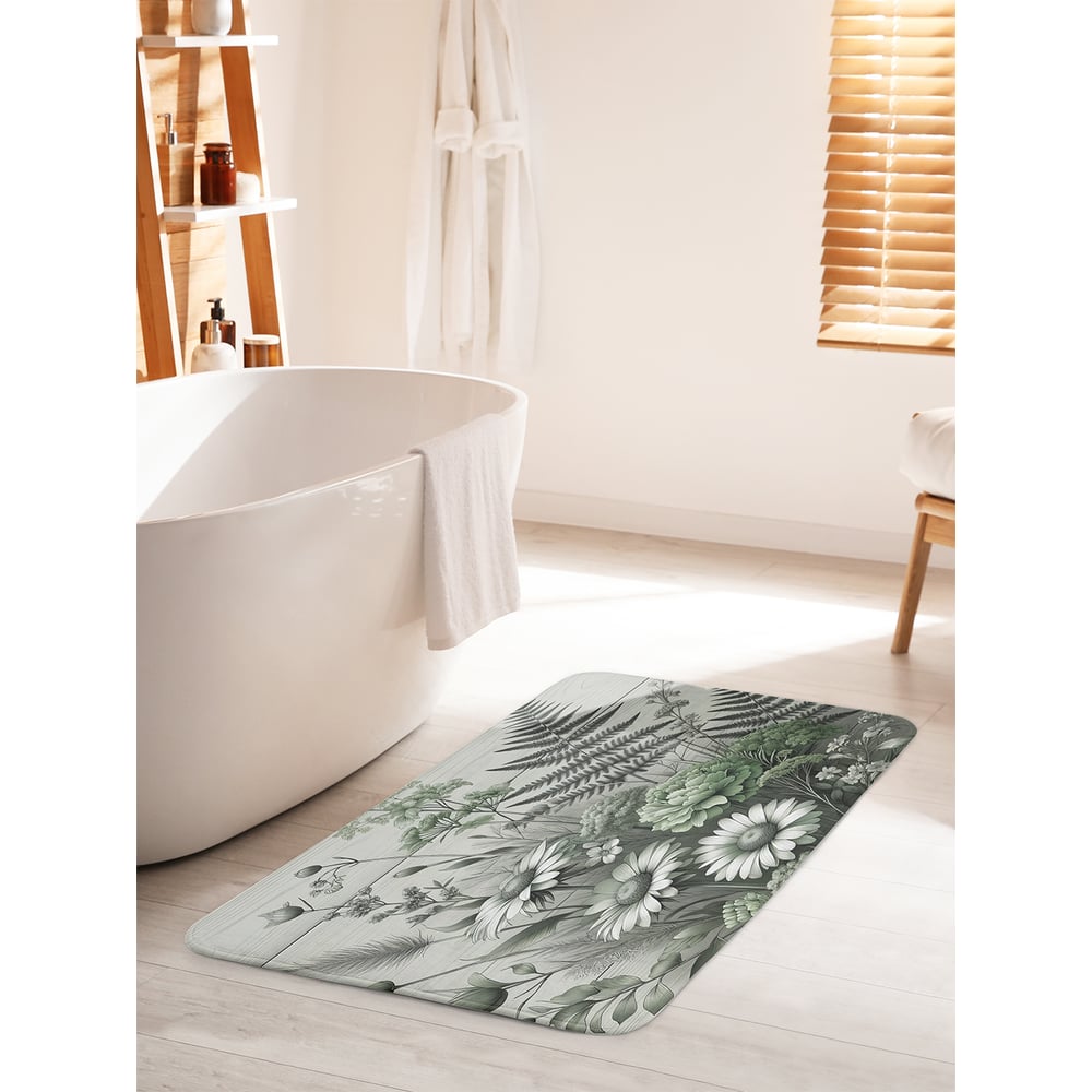 Изображение товара Коврик для ванной комнаты JoyArty Зеленая композиция 60x100 см противоскользящий