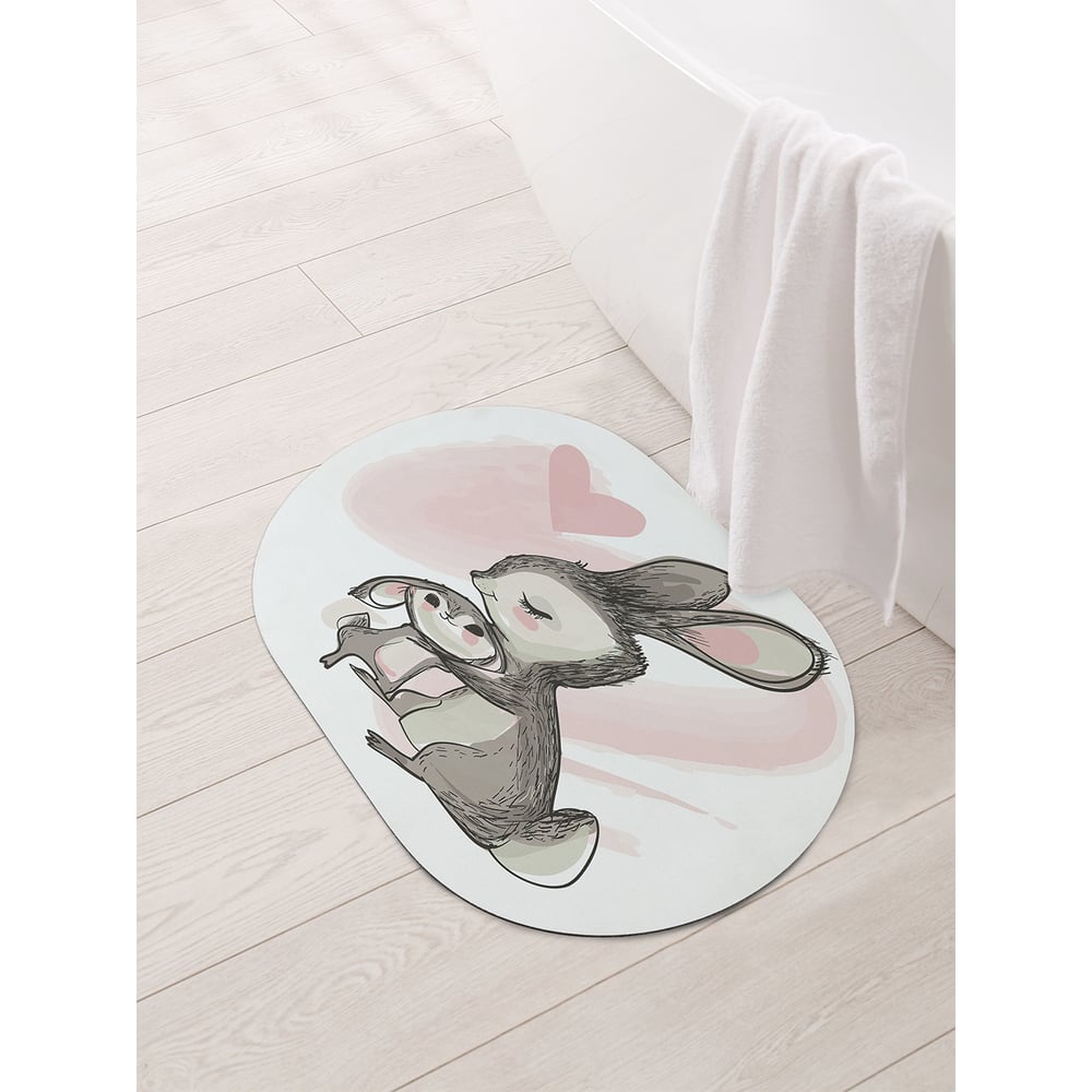 Изображение товара Коврик для ванной JOYARTY 58x38 см Зайчиха с зайчиком, противоскользящий