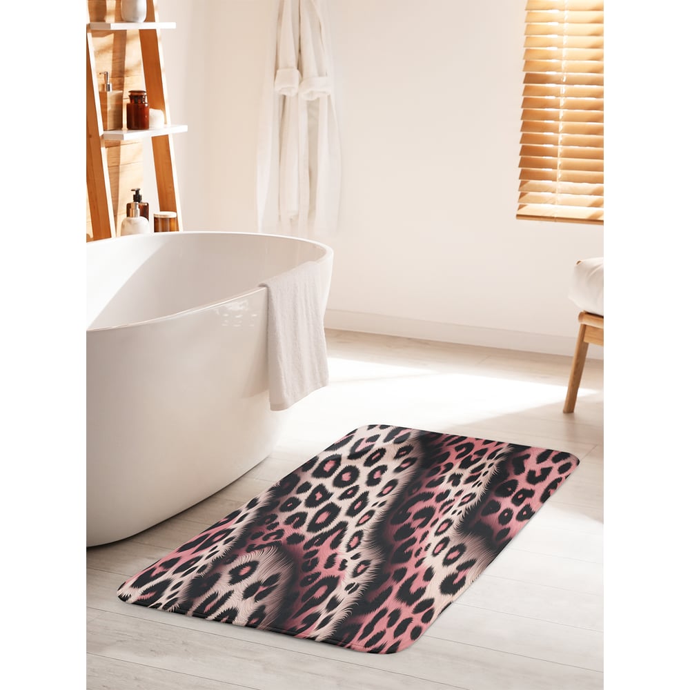 Изображение товара Коврик для ванной комнаты и туалета противоскользящий JoyArty "Розовый леопард" 60x100 см bath_sd3434_60x100