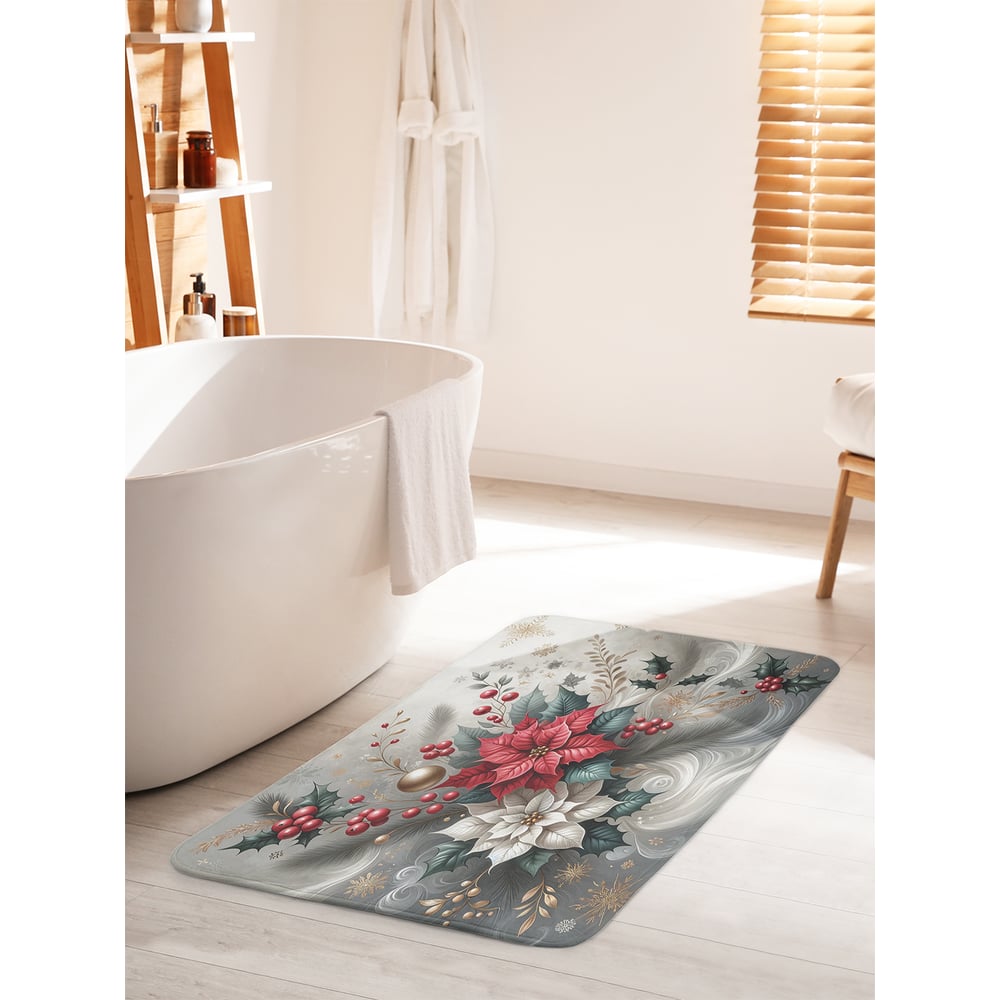 Изображение товара Коврик для ванной комнаты и туалета противоскользящий JoyArty Листва в мраморе 60x100 см