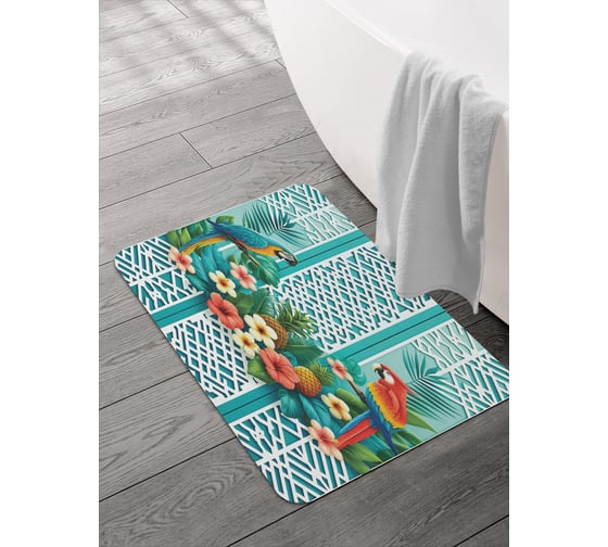 Изображение товара Коврик для ванной и туалета JOYARTY Тропические попугаи 58x38 см, sbmrec_sd3415_58x38