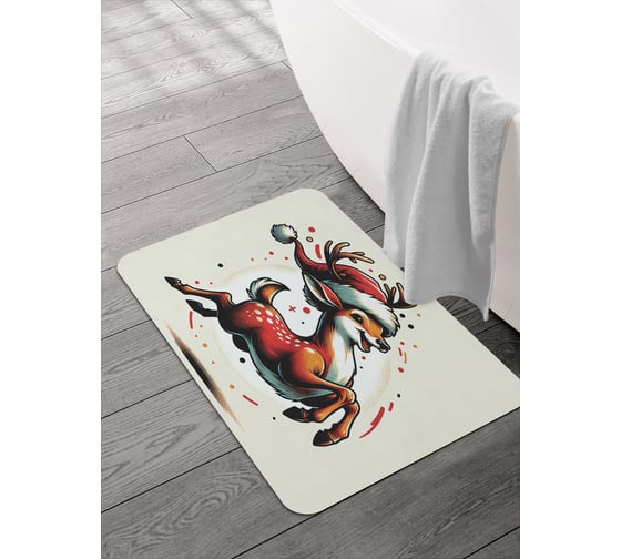 Изображение товара Коврик для ванной и туалета JOYARTY Радостный олень 58x38 см, sbmrec_sd3883_58x38