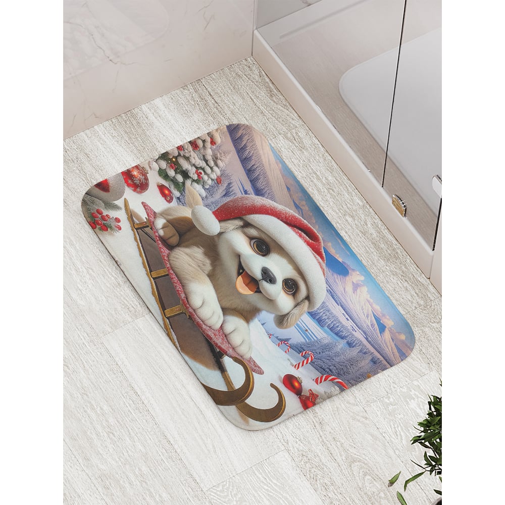 Изображение товара Коврик для ванной комнаты противоскользящий JoyArty 52x77 см серия Новый год и Рождество