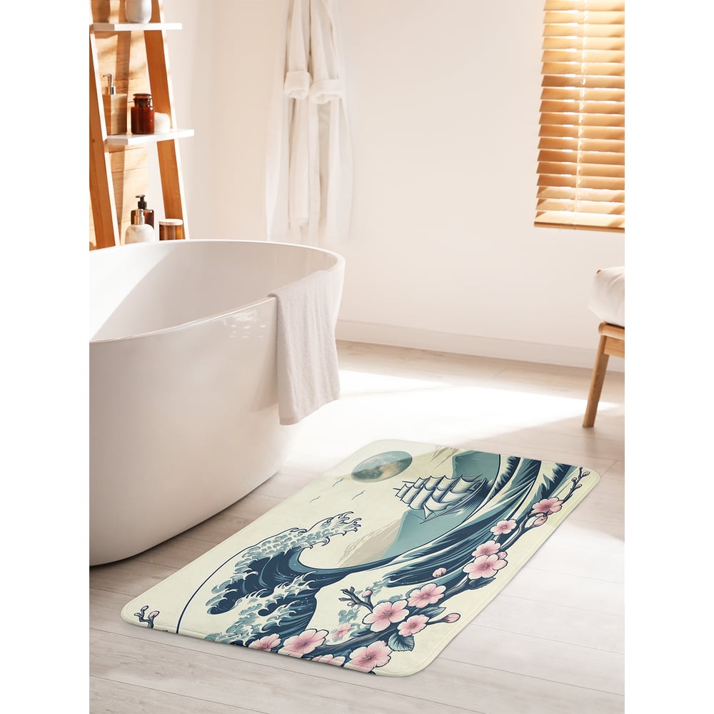 Изображение товара Коврик для ванной комнаты JoyArty Корабль на волнах 60x100 см противоскользящий