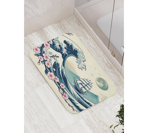 Изображение товара Коврик для ванной комнаты и туалета противоскользящий JoyArty "Корабль на волнах" 52x77 см bath_sd3565