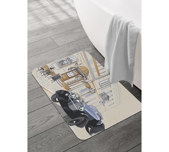 Изображение товара Коврик для ванной и туалета JOYARTY Ретро кабриолет у кафе sbmrec_60127_58x38