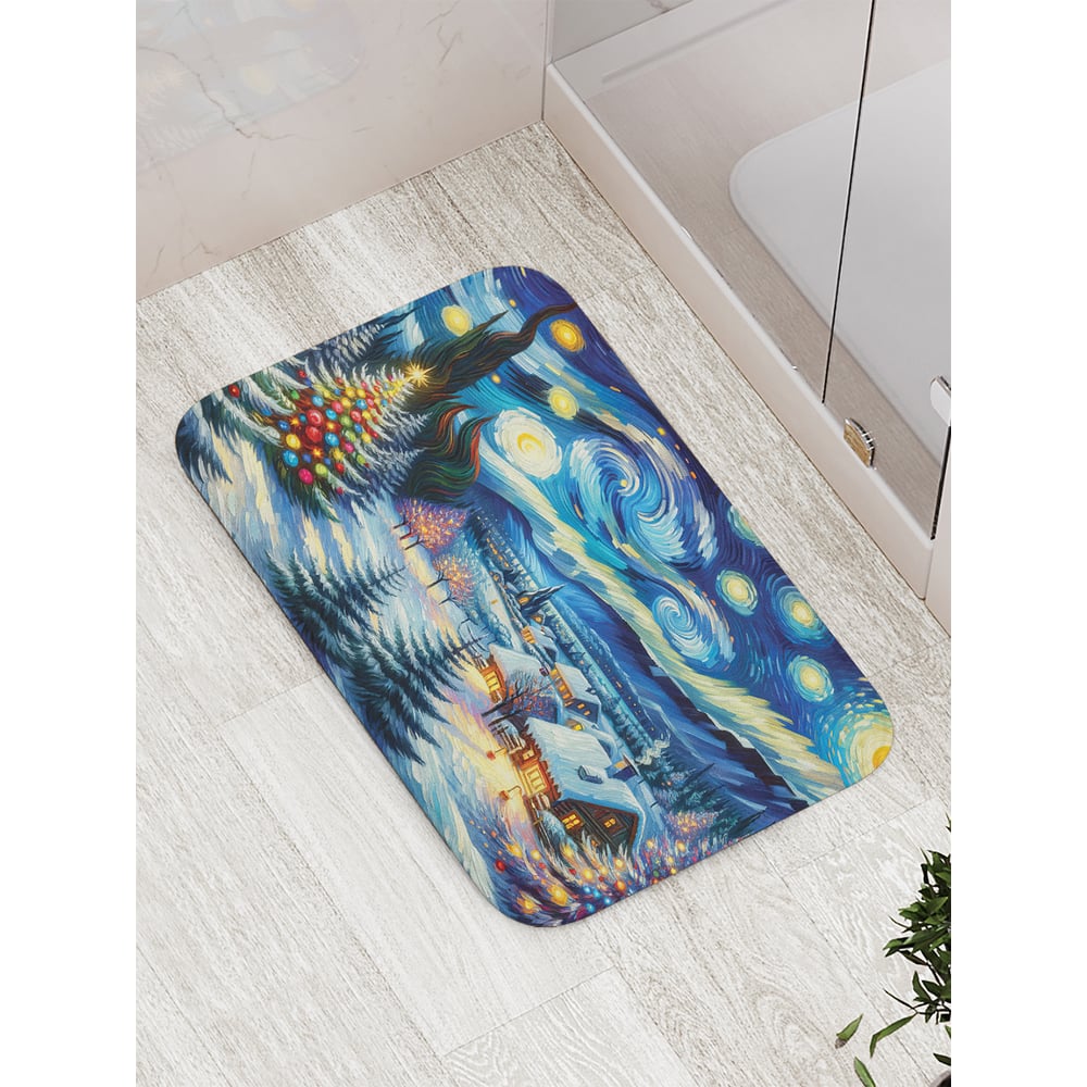 Изображение товара Коврик для ванной комнаты JoyArty Праздничная ночь 52x77 см противоскользящий для безопасного испол